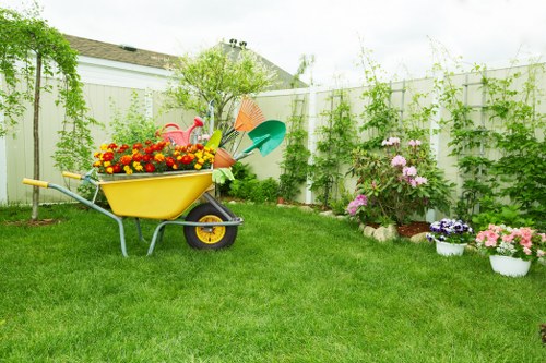 Operative preparing a lawn mower for use at a residential property